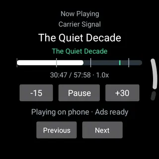 PurerPodcasts watch playback controls